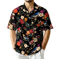 Tropical Bird Flower Hawaiian Shirt