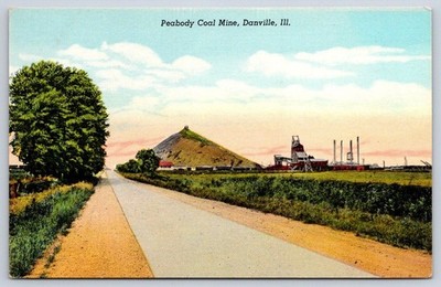 Vintage Illinois Postcard DANVILLE Peabody Coal Mine Factory 1930s