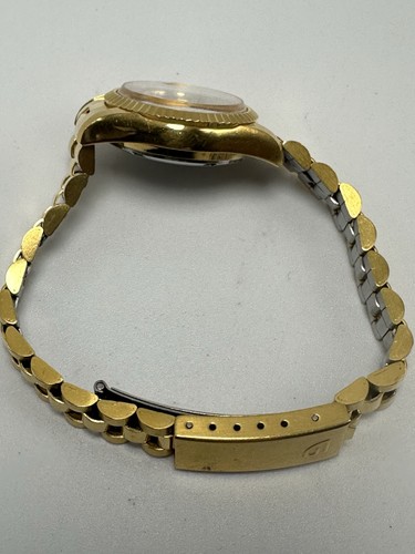 Orologio donna Gruen 321-2015 batteria nuova 26MM 6,75" tono oro quadrante blu S76 - Foto 9 di 9