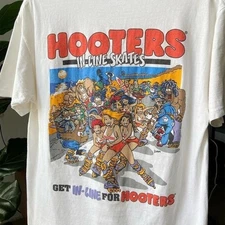 Vtg style Hooters Racing short sleeve classic white color shirt Reprint