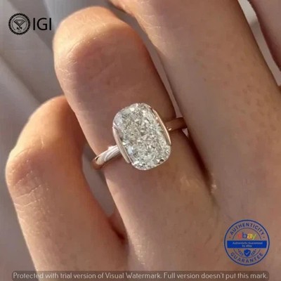 4.00Ct Cushion Cut EF/VS1 Lab Grown Diamond Half Bezel Wedding Ring Platinum 950
