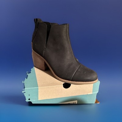 NIB TOMS Everly Cutout, Black Leather, Size 7.5