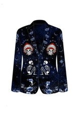 Men's Navy Blue 2-Piece Suit Floral Embroidered Western Wedding Prom Slim