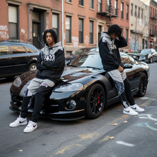 BKLYN  BLACK-GREY  LUX   HOODED SWEATSUITS   CUT  SEW 