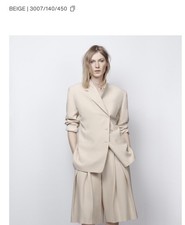 Zara ZW collection Limited Edition Straight Wool Blazer XS Beige Tailored ee