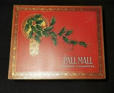 Vintage NICE 1920's-30's Pall Mall Cigarettes Christmas  Tin EMPTY NO TOBACCO