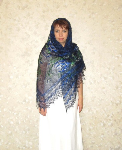 Orenburger Scarf Knitted Ziegenflaum Scarf Pelerina Knitted Stole - Picture 14 of 15