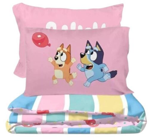 Bluey "Balloon Party" Kids 3pc Reversible Queen Comforter Set-W140958149194 - Picture 2 of 7