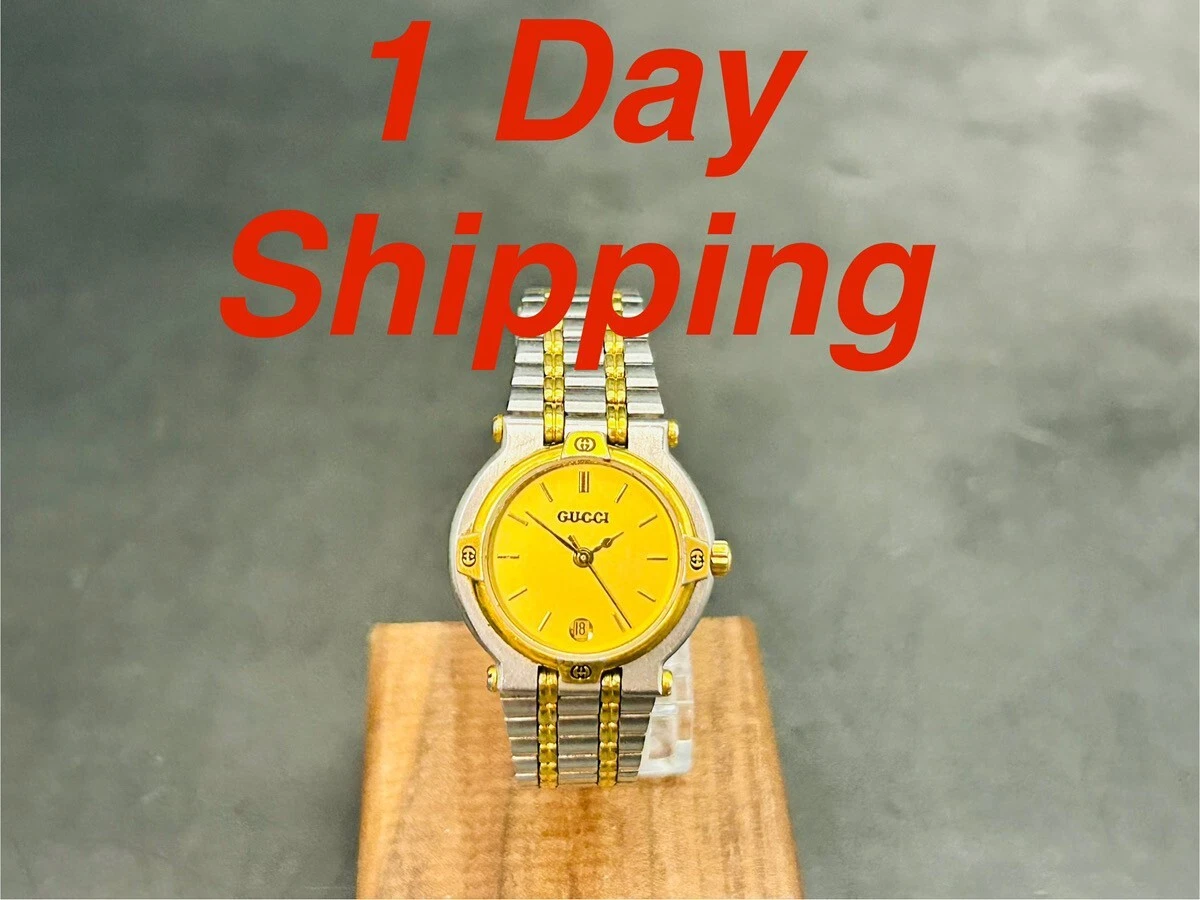 [Exc+5] MONTRE VINTAGE GUCCI 9000L OR ARGENT DATE LIVRAISON 1 JOUR OCCASION