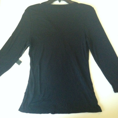 NEW! GNW Top Women's Navy Large or Black Medium V-Neck Ribbed Long Sleeves Lined - Picture 4 of 23