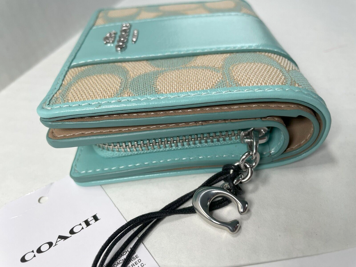 COACH CT980 Snap Wallet Signature Jacquard & Leather/Faded