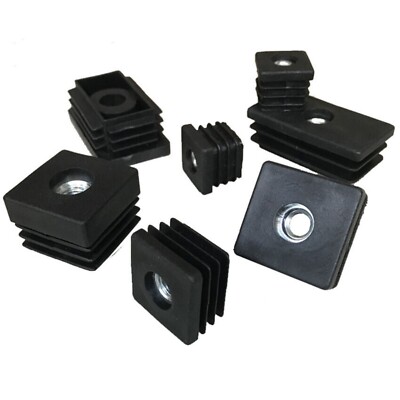Square Rectangle Blanking End Cap Pipe Tube Inserts with Metal Thread M6 M8 M10