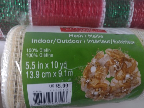 Deco Mesh Ribbon Wreath Crafting Fabric 4 Rolls NEW Christmas Metallic Plaid - 第 5/7 張圖片