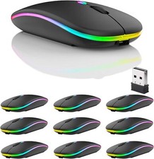 10 Pack LED Wireless Bluetooth Mouse - Dual Mode, Silent  Rechargeable 