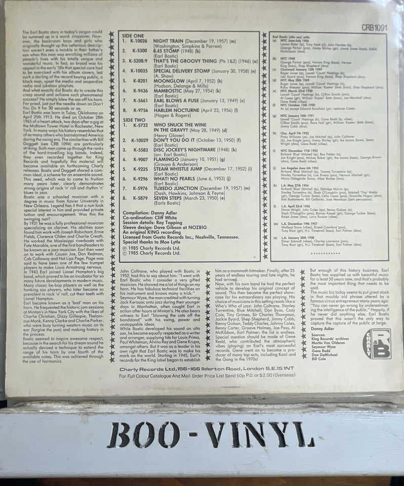 EARL BOSTIC ~ BLOWS A FUSE 1985 VINYL LP JAZZ BLUES EX / EX - Image 2 of 4