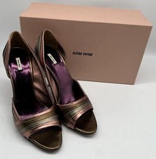 Miu Miu 2008 Multicolor Leather D'Orsay Jewel-Embellished Peep Toe Heel sz 38.5