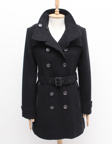Women's BURBERRY BRIT Wool Black Trench Coat RARE Size US10 UK12 ~M - Picture 6 of 15