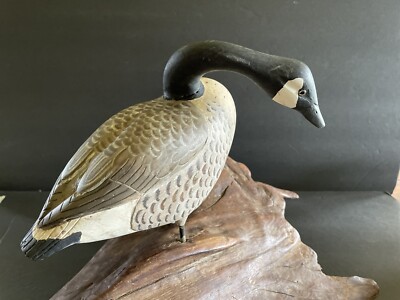 Hand Carved Canada Goose Figure on Driftwood Maine Estate