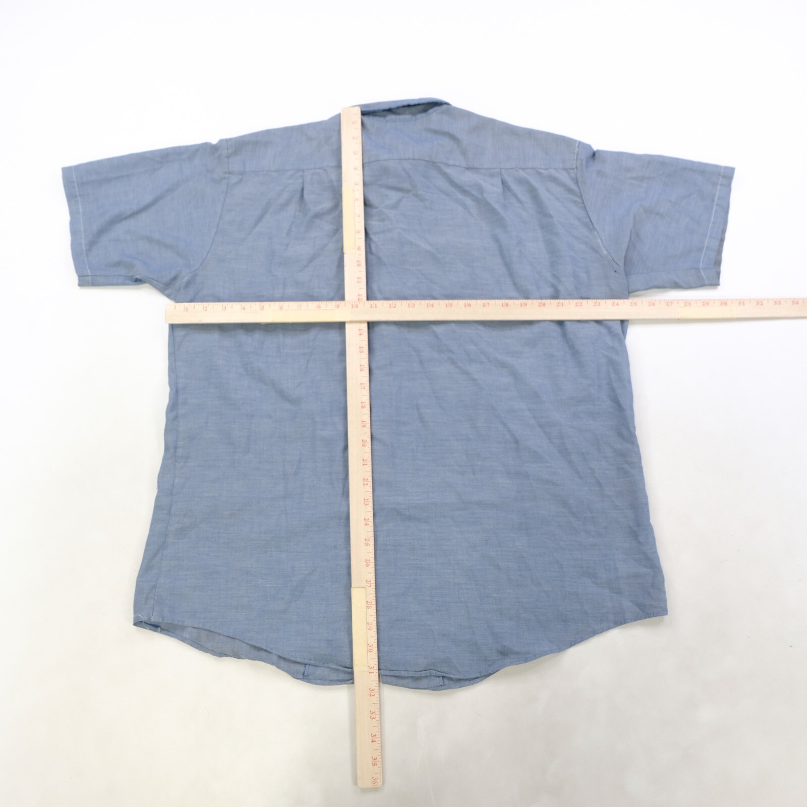 Rare Vintage BIG MAC Button Front Collared Short Sleeve Casual Shirt 80s Blue image 9