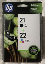 HP 21 Black  HP 22 Tri-Color Ink Cartridges C9509FN -C9351AN  C9352AN Foil Pk