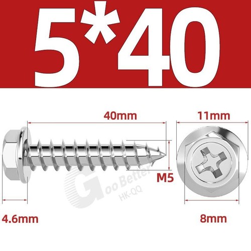 Flanged Self Tapping Screws Stainless Steel Hexagon Hex Head Tappers M3 M4 - M10 - Picture 37 of 89