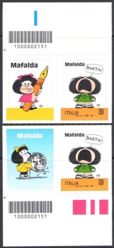 2021 Mafalda - Italia - quartine con chiudilettera - Afbeelding 1 van 1