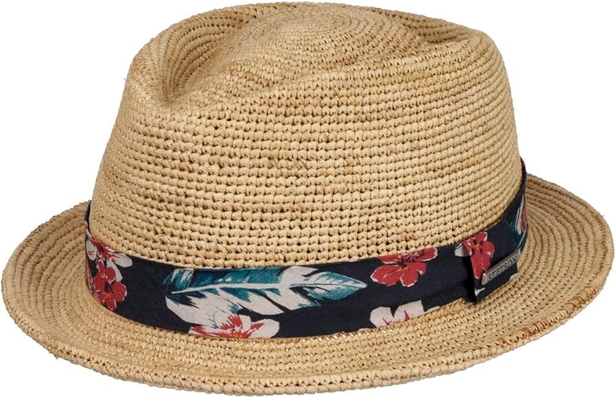 Stetson Summer Crochet Diamond Raffia Floral Band Hat  display picture 3