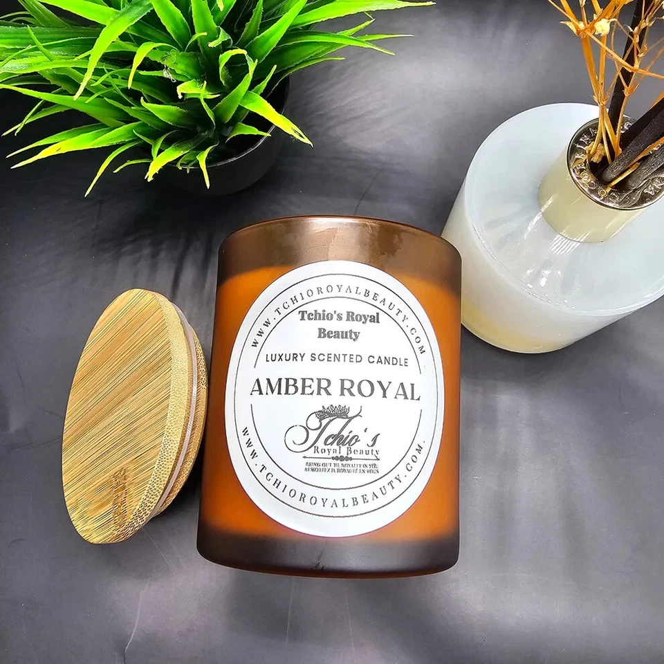 Elixir de Luxe-Amber Royal подарок ароматизированная свеча ручной работы чистый натуральный воск 12 унций - Изображение 4 из 4