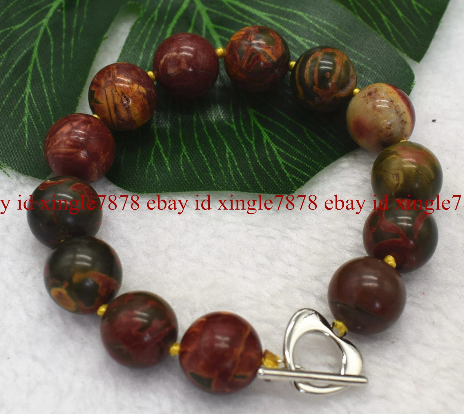 VALENTINO Enorme Bracciale 14mm Naturale Multicolore Picasso Diaspro Gemme Tonde Perline 7 5" AAA+