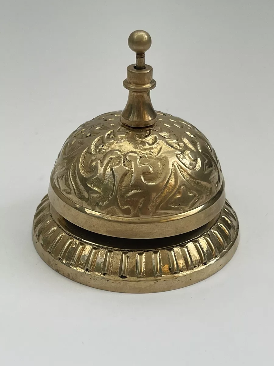Vintage Ornate Solid Brass Hotel Counter Bell Service Desk Bell