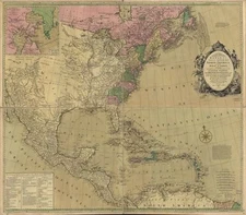 20" x 24" 1784 Map Of North America & West Indies