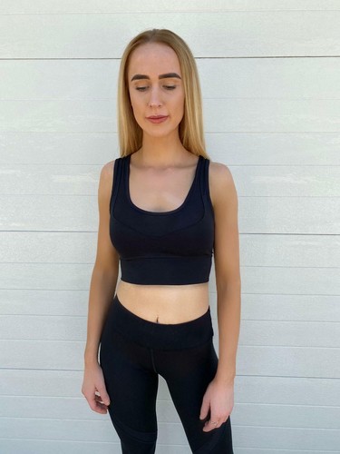 Womens Mesh Yoga Gym Running Sports Bra MESH Black  - Imagen 1 de 8