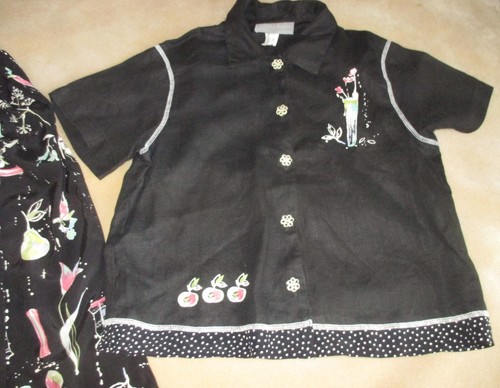 Carol Anderson California Pants Top Outfit Set - Black w/ Floral Womens Sm - Picture 2 of 11