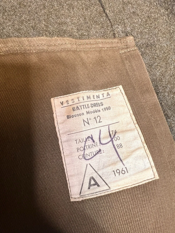 Jaqueta Militar Vintage Pequena Vestimenta Battle n 12 Curta Verde Lã Exército b - Imagem 2 de 4