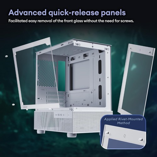 Okinos Aqua 3, Micro ATX Case, MATX PC Case with 3 X 120mm 3-Pin ARGB Fan Pre... - Picture 10 of 15