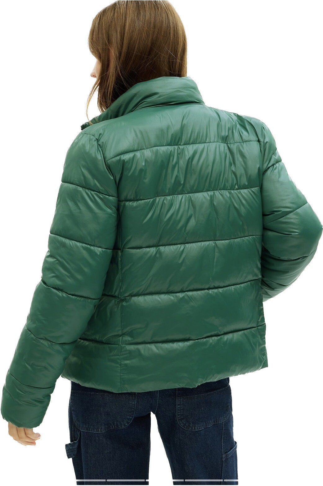 Gap ColdControl Puffer Jacket Women’s Green June Bug 743356 Quilted Zip Sz M image 2