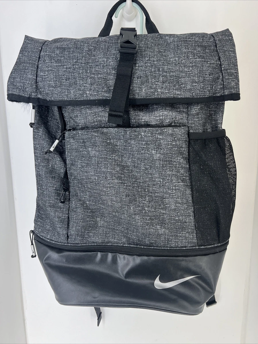 Nike black all over top logo roll top backpack