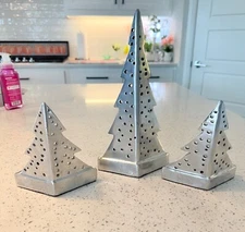 3 Metal Christmas Tree Candle Holders