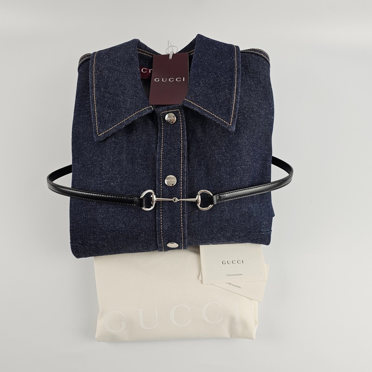 gucci denim mini dress GUCCI Web denim dress with stripe detail 36 38 from Japan