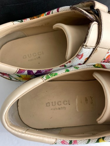Zapatillas Mujer Gucci Beige Cuero Lona Floral Talla 6.5 con Caja Original - Imagen 8 de 11