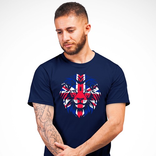 Union Jack Lion T Shirt Men shirt Country Sports Event Him british flag engla... - Picture 3 of 11