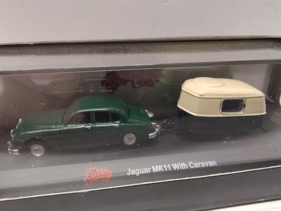 MALIBU COLLECTABLES 绿色 JAGUAR MK11 带 CARAVAN 拖车压铸玩具车 #6009 — 第 3/4 张图片