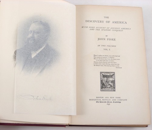 The Discovery of America by John Fiske 2 Volume Set complete Houghton ©1892 1898 - Picture 2 of 7