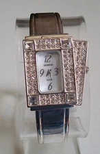 Silver finish Rhinestone women's fashion dressy casual bangle wrist watch