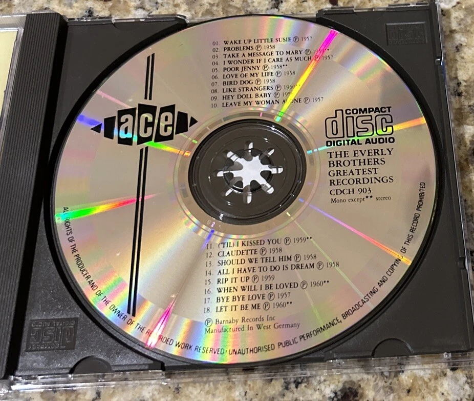 THE EVERLY BROTHERS GREATEST RECORDINGS CD. CDCH 903 IMPORT WEST GERMANY - Image 3 of 4