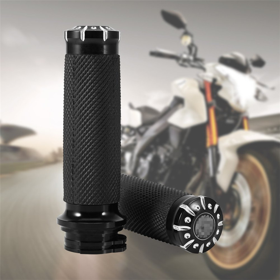 Pair 1 Inch Handlebar Black Hand Grips Hand Bar for Harley Dyna Softail Touring