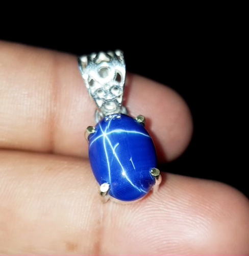 Cabochon zaffiro blu naturale 16 ct ovale argento tedesco pietra preziosa sfusa - Video 1 di 1
