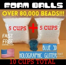 POLYSTYRENE FOAM BEADS FOR SLIME, CRAFTS, BOTTLE FILLER DIY 80,000 Balls