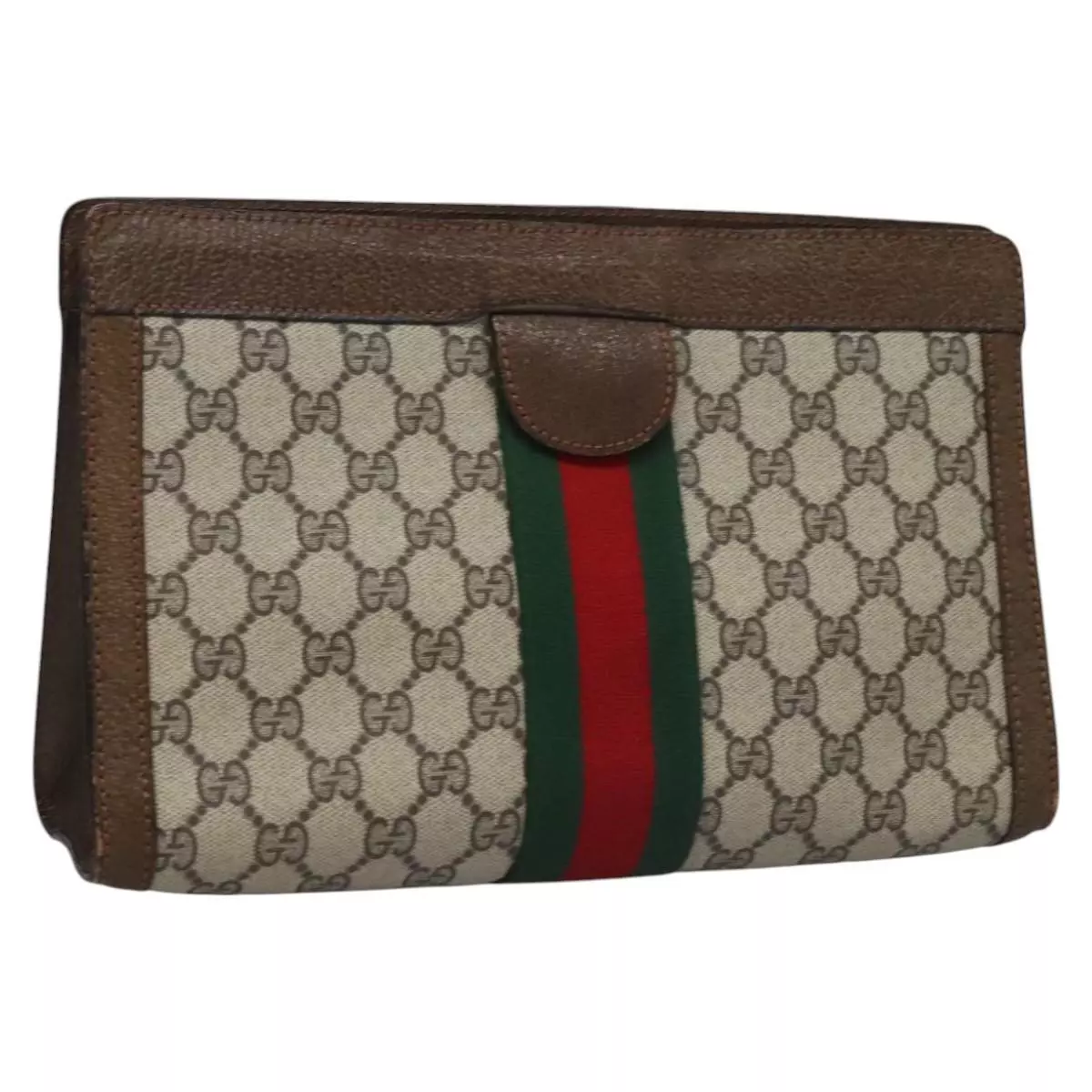 Sac pochette GUCCI GG Supreme Web Sherry Line PVC beige 422 39 012 authentique mr1112
