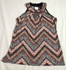 Women's Dress Large Herringbone Boho Peasant Grunge Hippie Abstract Flower Power